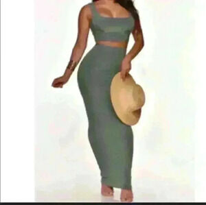 NNT elegant summer beach sexy 2 piece  stretch bandeau and midi skirt S